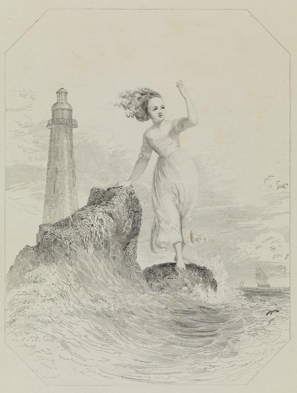[Girl and lighthouse (vignette)]