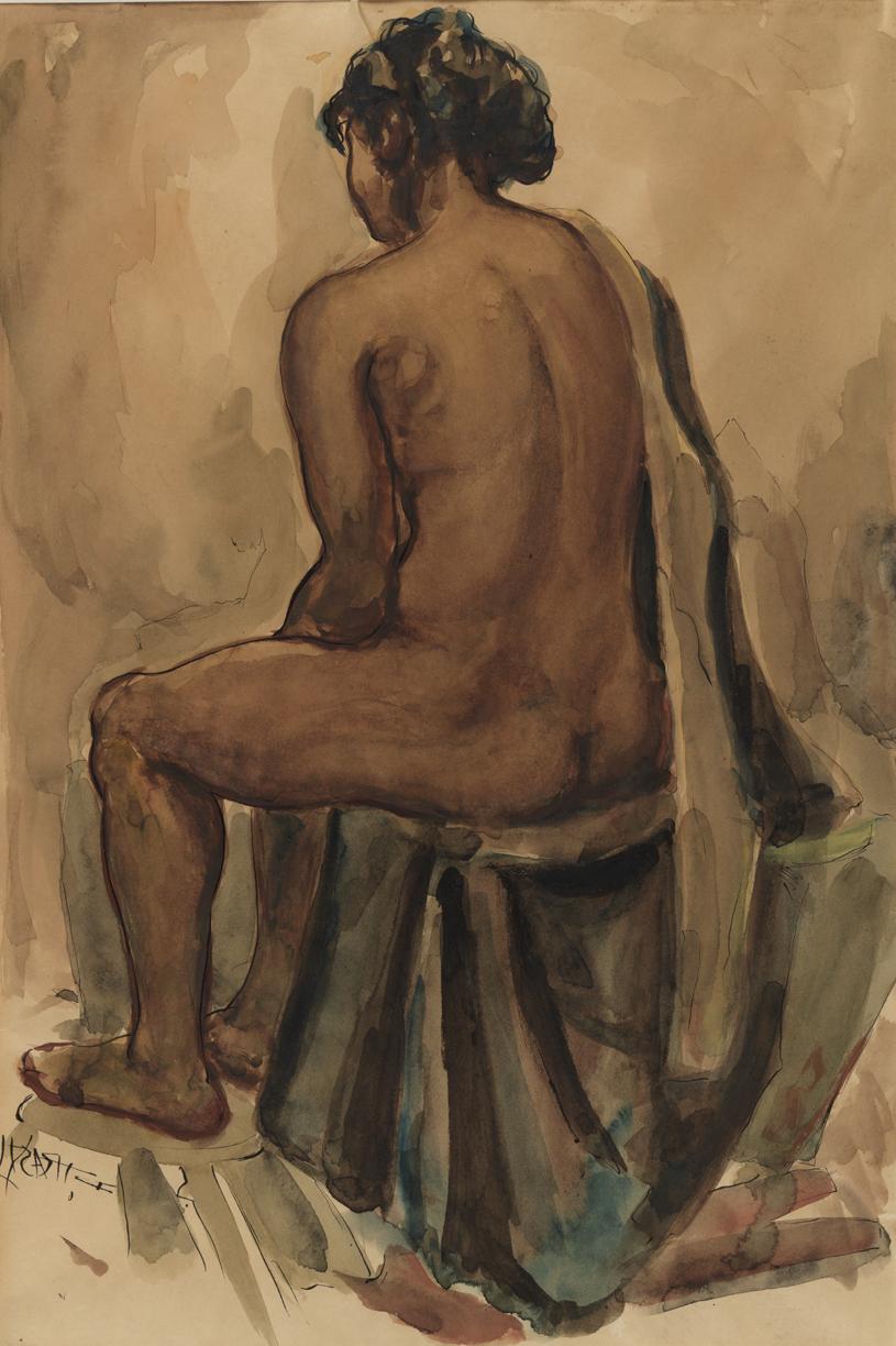 Untitled [Seated female nude]