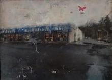 凯瑟琳·穆里根，公路家具店，2013，纸面油画，11 x 14 1/2英寸.