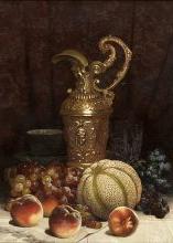 威廉梅森布朗，水果和艺术品，约. 1888，布面油画，22 1/16 x 16 3/16英寸.——约瑟夫·E. 圣殿基金，1889年.1