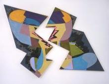 Elizabeth Murray, Breaking, 1980, Encaustic on two canvases, 106 x 148 in., Henry C. Gibson Fund, 2004.18a&b