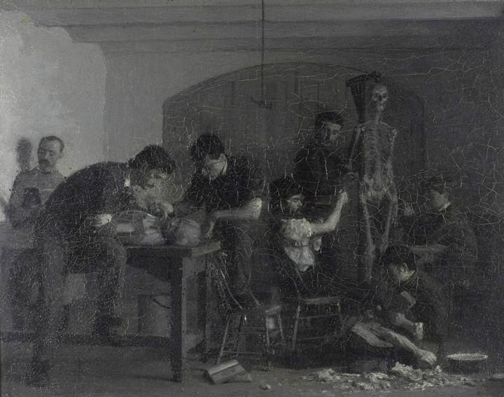托马斯·波洛克·安舒茨(1851 - 1912)解剖室, 1879纸板上的油(grisaille) 10 x 12 1/2英寸. (25.4 x 31.8 cm.《世界杯买球盘口》(1879年.1