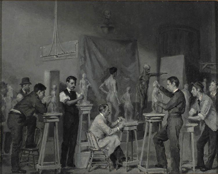 詹姆斯P. Kelly，(1854-1893)建模类，1879纸板上的油(grisaille) 10 1/4 x 12 3/4英寸. (26.0 x 32.4 cm.《世界杯买球盘口》(1879年.5