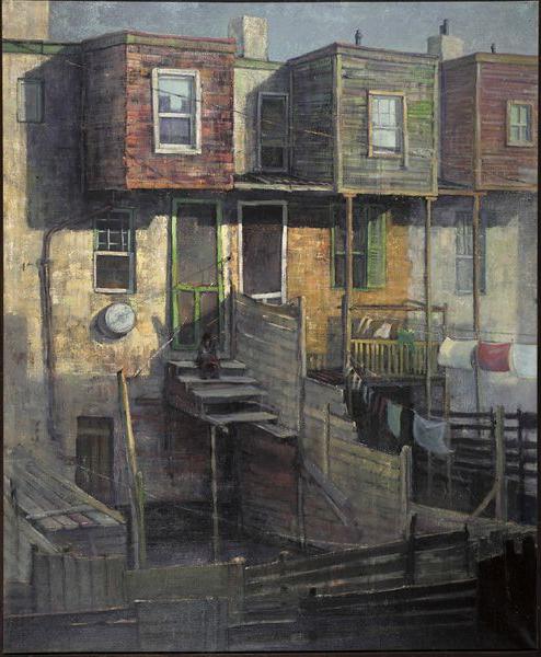 Louis B. 斯隆，(1932-2008)后院，1955布面油画44 x 36英寸. (111.8 x 91.4厘米路易C的礼物. 桑斯坦,1955年.8.3