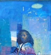 图片:阿比盖尔达德利，靛蓝. 亚麻布上的油，36 x 38英寸.